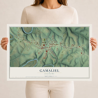 Map of Gamaliel, Kentucky, 12 x 18 inch unframed archival matte print