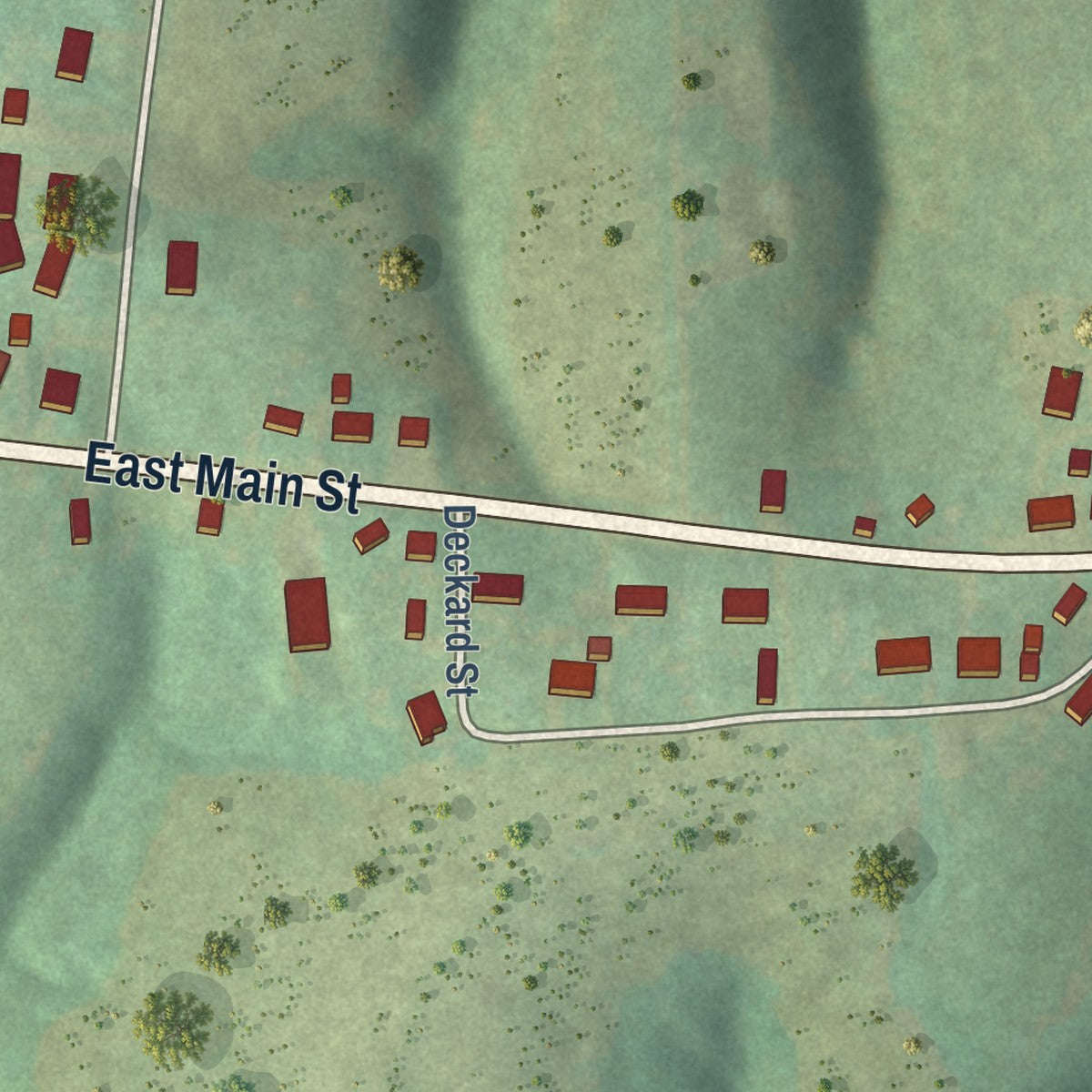 Second close-up of the map of Gamaliel, Kentucky print showing more streets and buildings