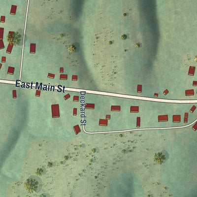 Second close-up of the map of Gamaliel, Kentucky print showing more streets and buildings