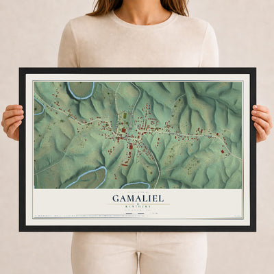 Map of Gamaliel, Kentucky, 12 x 18 inch print in a black wood frame