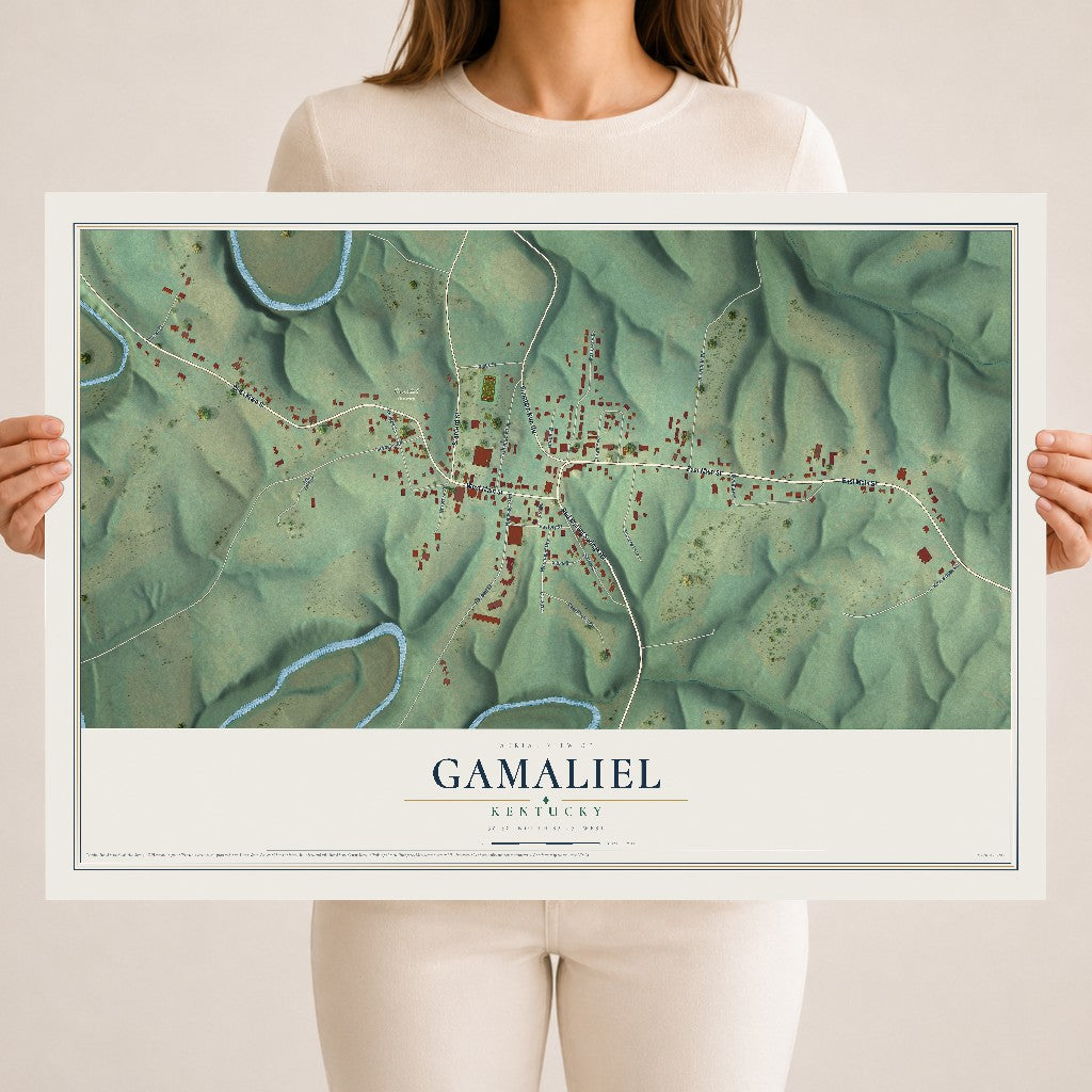 Map of Gamaliel, Kentucky, 18 x 24 inch unframed archival matte print