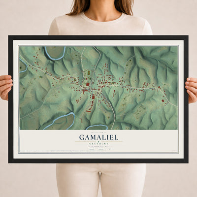 Map of Gamaliel, Kentucky, 18 x 24 inch print in a black wood frame