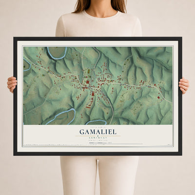 Map of Gamaliel, Kentucky, 24 x 36 inch print in a black wood frame