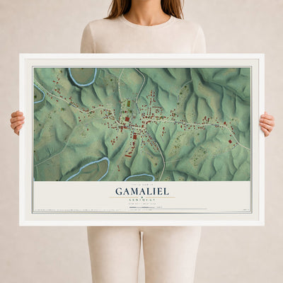 Map of Gamaliel, Kentucky, 24 x 36 inch print in a white wood frame