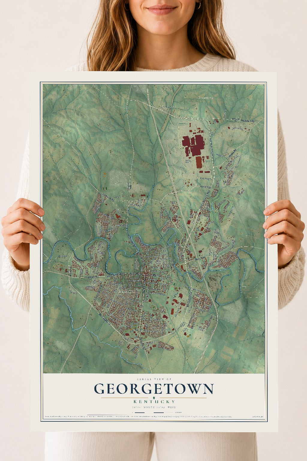 Map of Georgetown, Kentucky, 18 x 24 inch unframed archival matte print