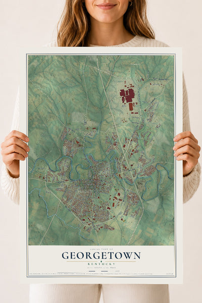 Map of Georgetown, Kentucky, 18 x 24 inch unframed archival matte print