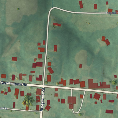 Close-up of the map of Germantown, Kentucky print showing street and building detail