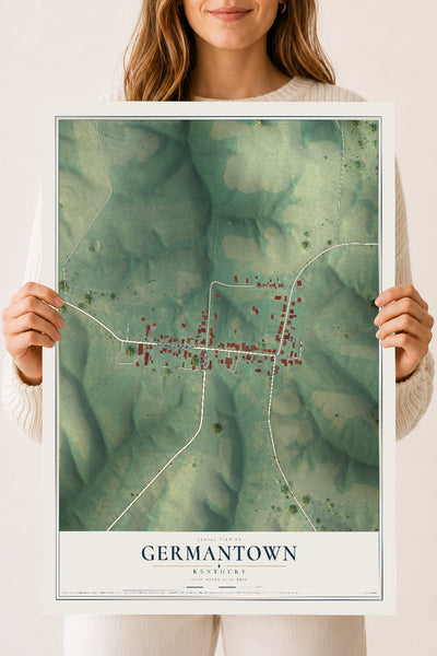 Map of Germantown, Kentucky, 18 x 24 inch unframed archival matte print