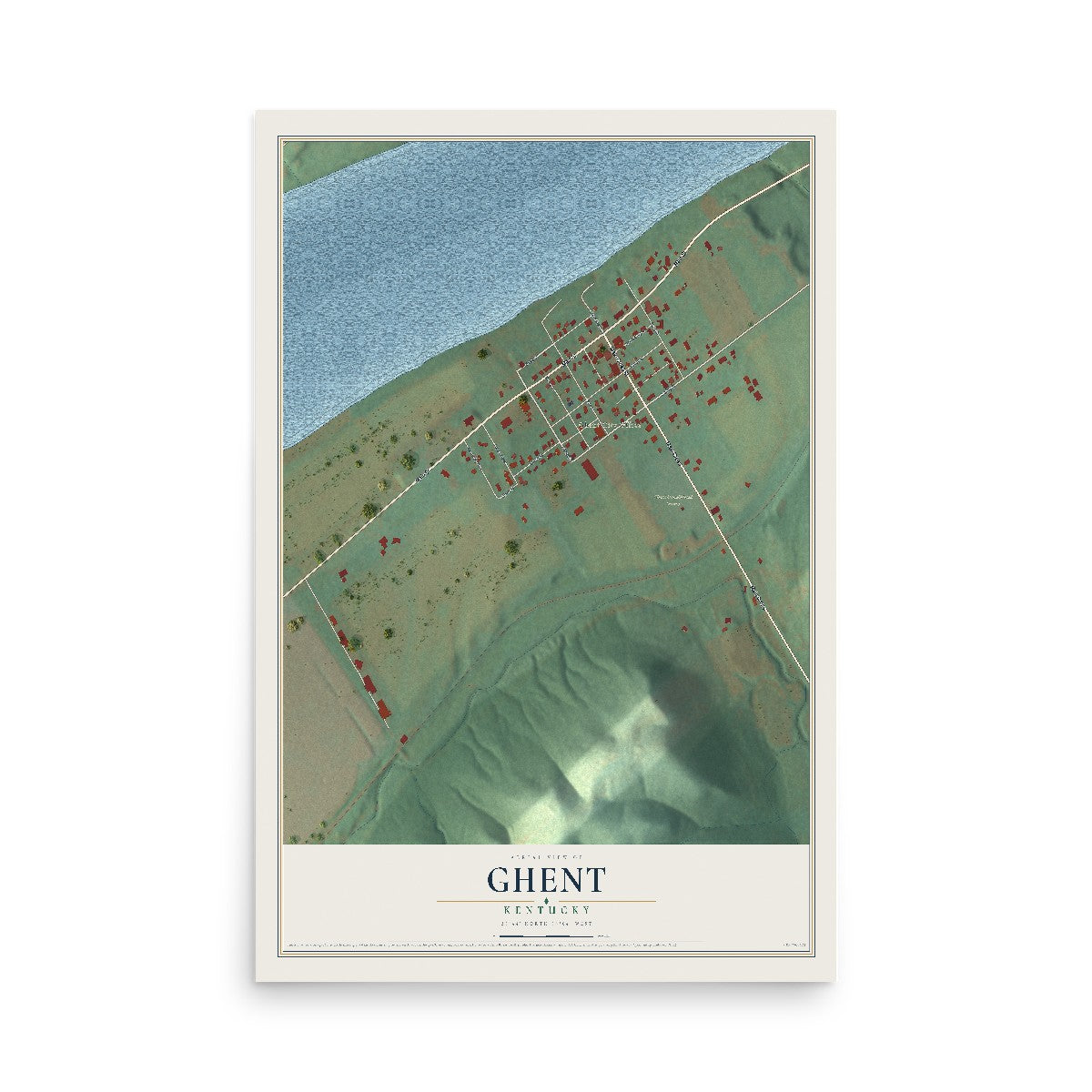 Map of Ghent, Kentucky, 12 x 18 inch unframed archival matte print