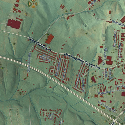 Second close-up of the map of Glasgow, Kentucky print showing more streets and buildings