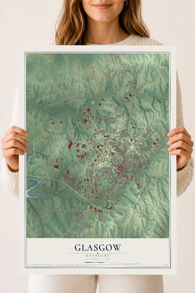 Map of Glasgow, Kentucky, 18 x 24 inch unframed archival matte print