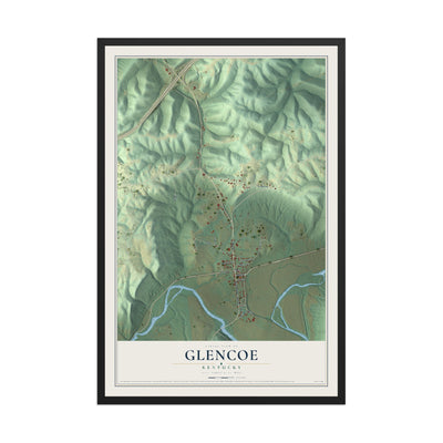 Map of Glencoe, Kentucky, 12 x 18 inch print in a black wood frame
