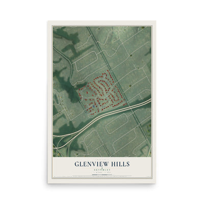 Map of Glenview Hills, Kentucky, 12 x 18 inch unframed archival matte print