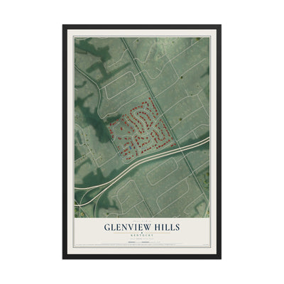 Map of Glenview Hills, Kentucky, 12 x 18 inch print in a black wood frame