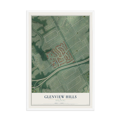 Map of Glenview Hills, Kentucky, 12 x 18 inch print in a white wood frame
