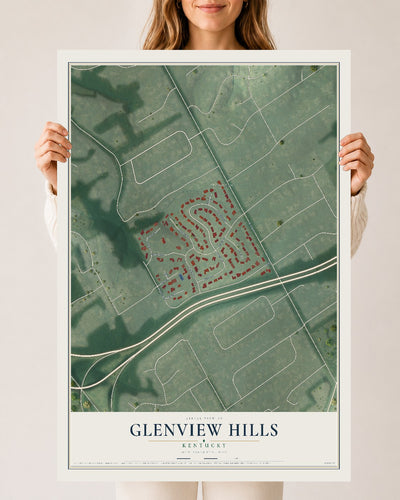 Map of Glenview Hills, Kentucky, 24 x 36 inch unframed archival matte print