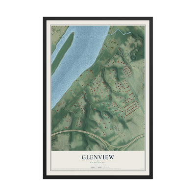 Map of Glenview, Kentucky, 12 x 18 inch print in a black wood frame