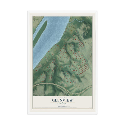 Map of Glenview, Kentucky, 12 x 18 inch print in a white wood frame
