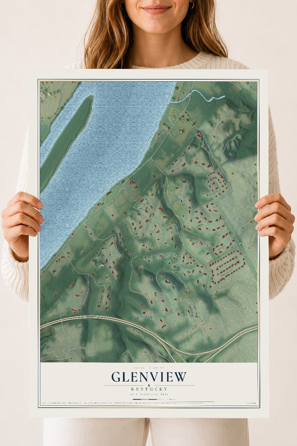 Map of Glenview, Kentucky, 18 x 24 inch unframed archival matte print