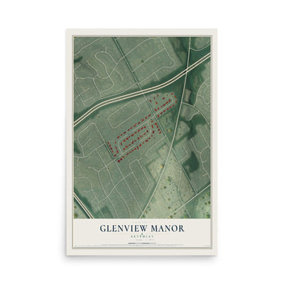 Map of Glenview Manor, Kentucky, 12 x 18 inch unframed archival matte print