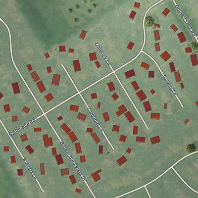 Close-up of the map of Goose Creek, Kentucky print showing street and building detail