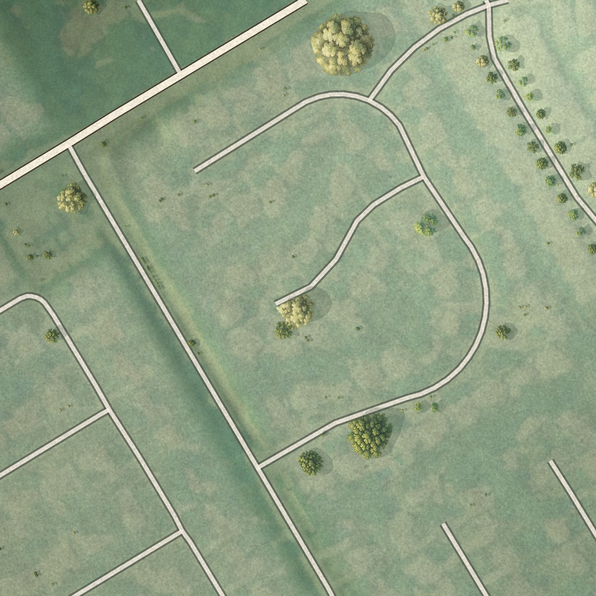 Second close-up of the map of Goose Creek, Kentucky print showing more streets and buildings