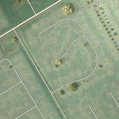 Second close-up of the map of Goose Creek, Kentucky print showing more streets and buildings