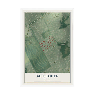 Map of Goose Creek, Kentucky, 12 x 18 inch print in a white wood frame