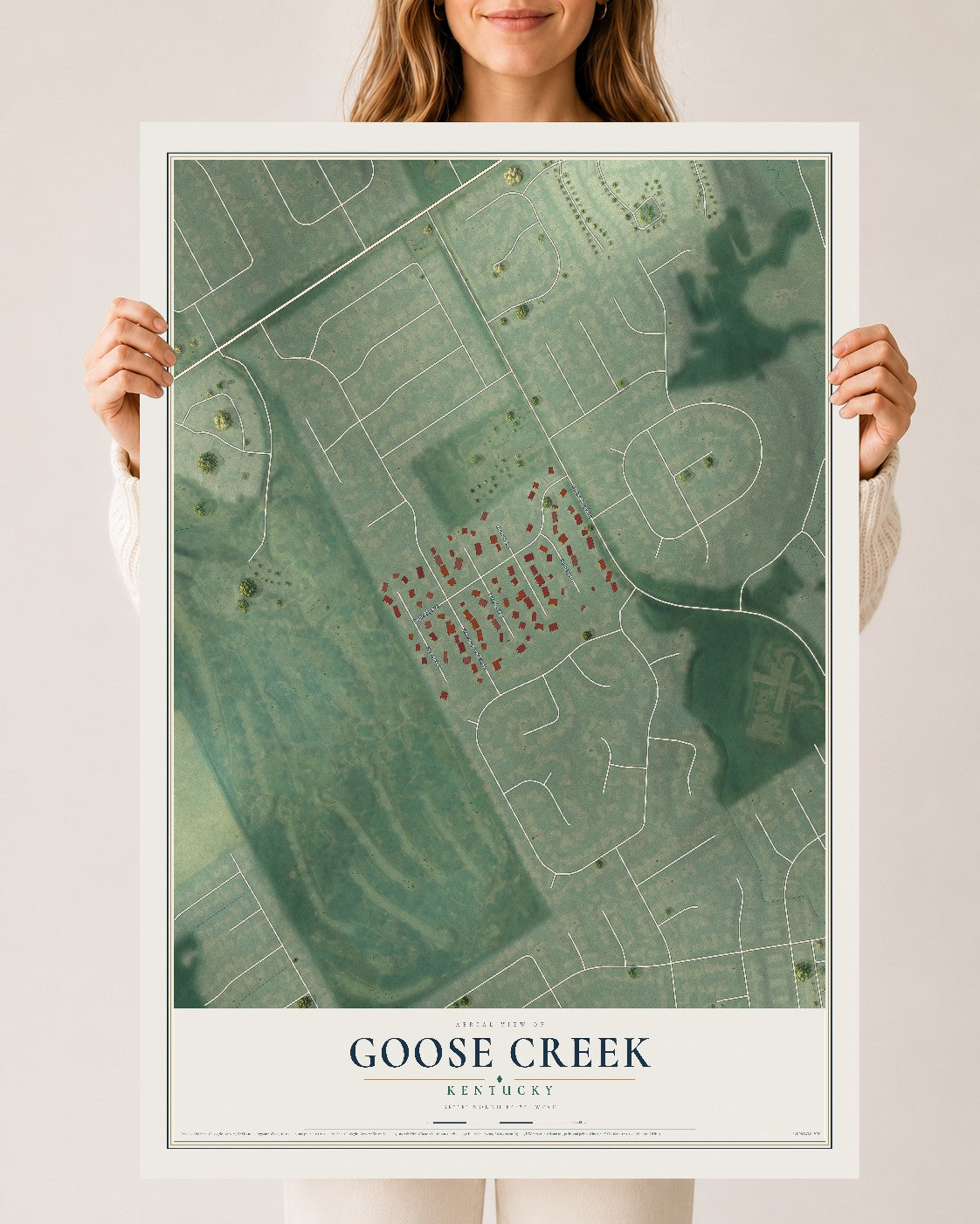 Map of Goose Creek, Kentucky, 24 x 36 inch unframed archival matte print