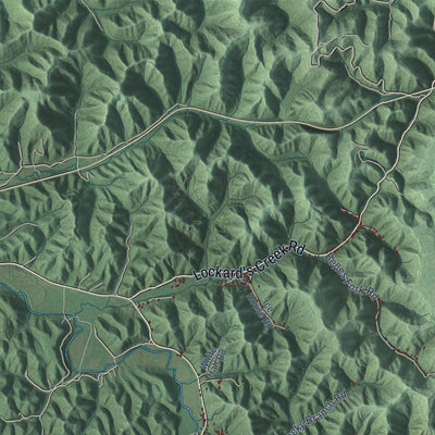 Close-up of the map of Goose Rock, Kentucky print showing street and building detail