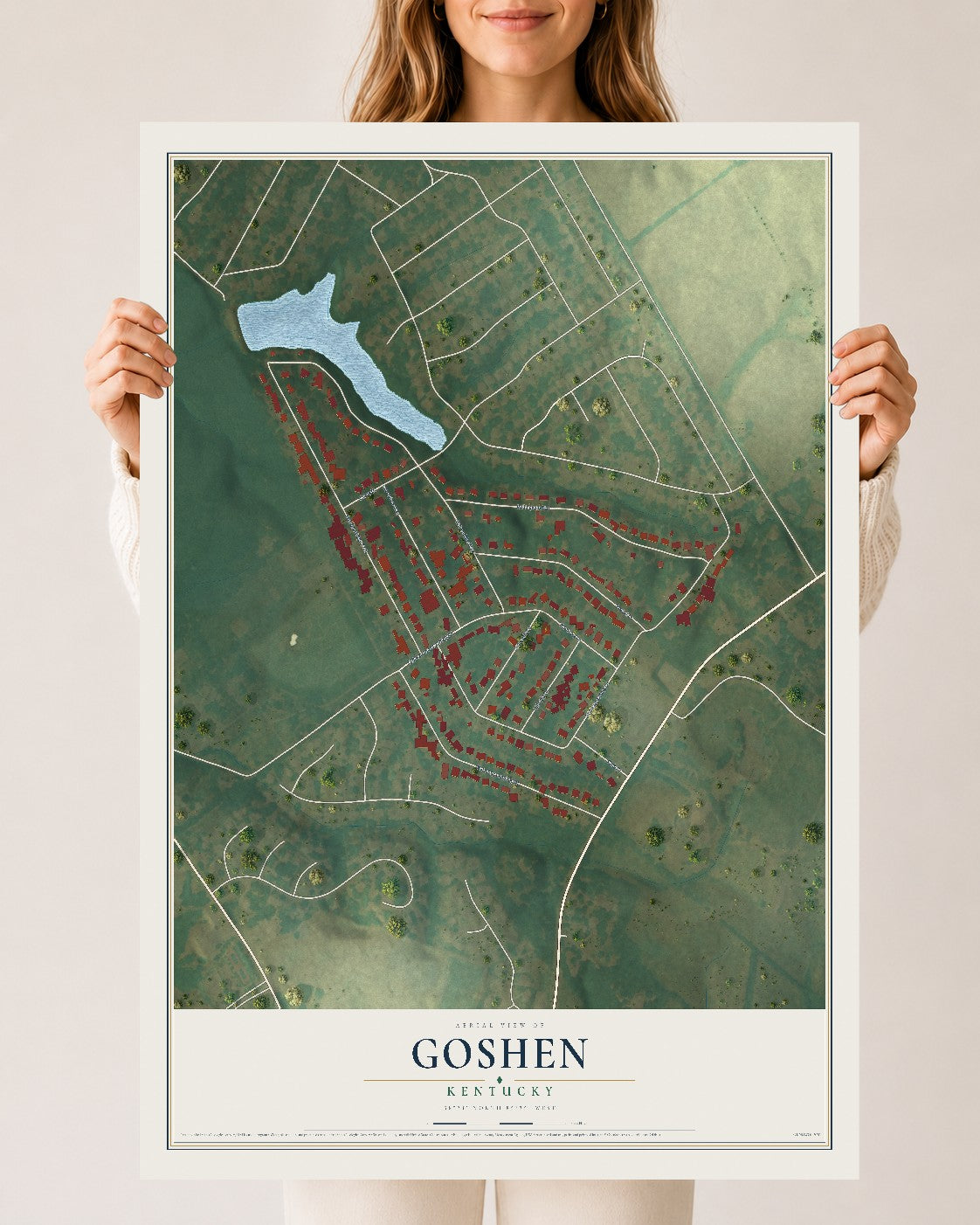 Map of Goshen, Kentucky, 24 x 36 inch unframed archival matte print