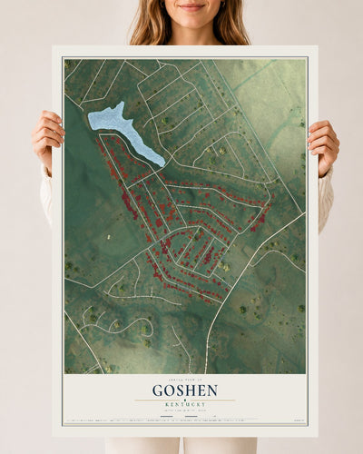 Map of Goshen, Kentucky, 24 x 36 inch unframed archival matte print