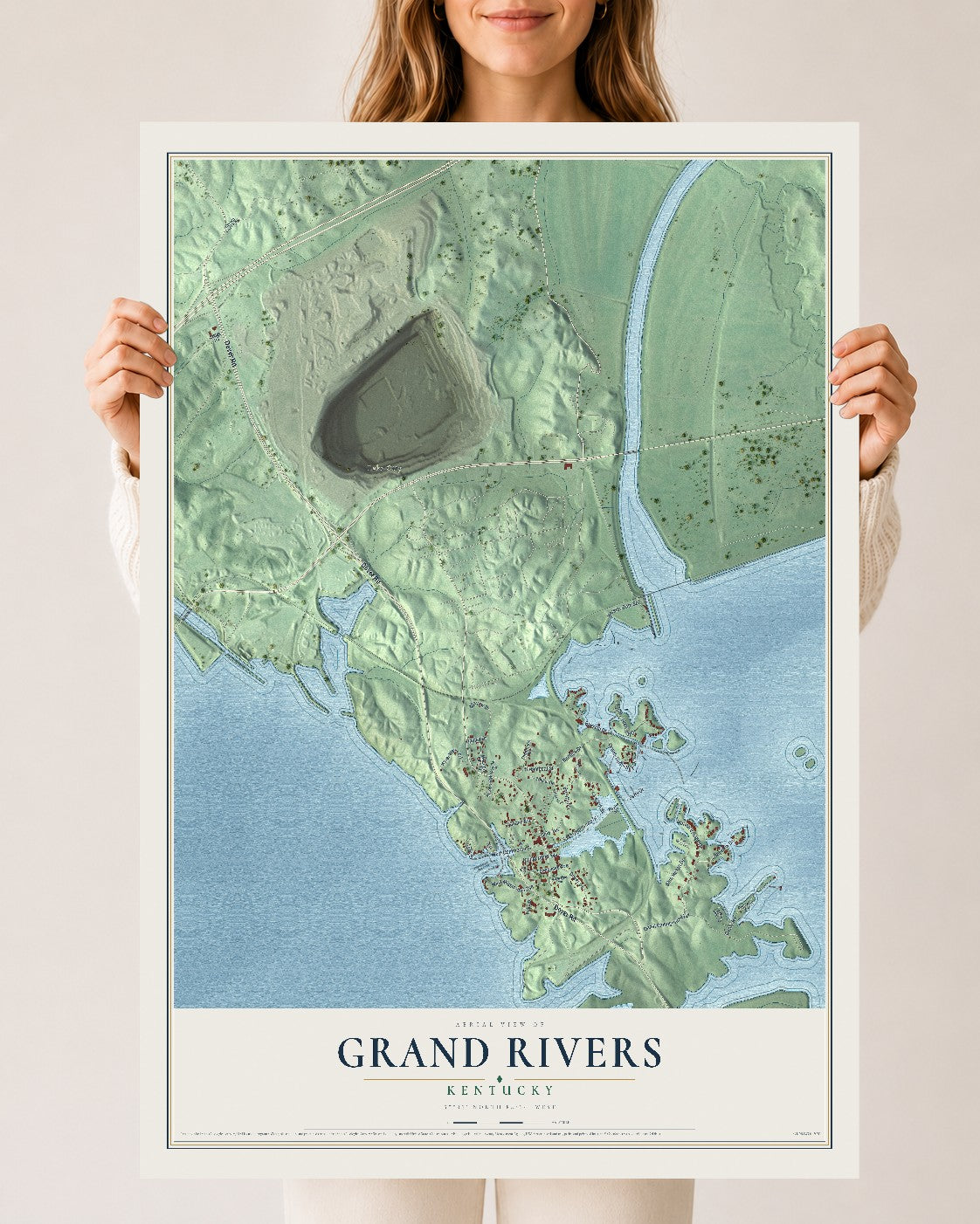 Map of Grand Rivers, Kentucky, 24 x 36 inch unframed archival matte print