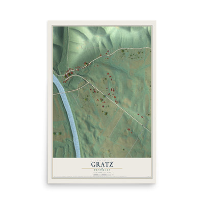 Map of Gratz, Kentucky, 12 x 18 inch unframed archival matte print
