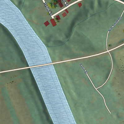 Close-up of the map of Gratz, Kentucky print showing street and building detail