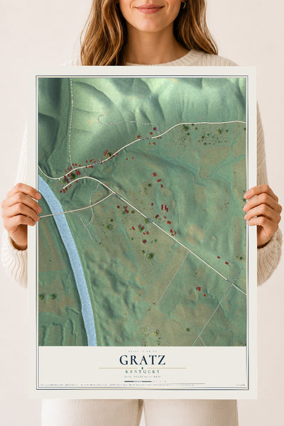 Map of Gratz, Kentucky, 18 x 24 inch unframed archival matte print