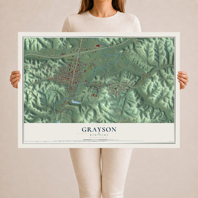 Map of Grayson, Kentucky, 24 x 36 inch unframed archival matte print