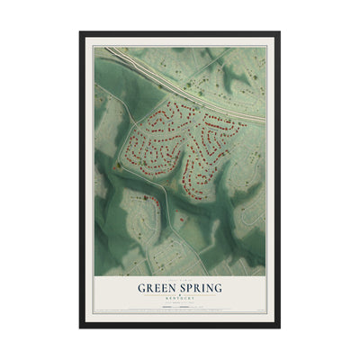 Map of Green Spring, Kentucky, 12 x 18 inch print in a black wood frame