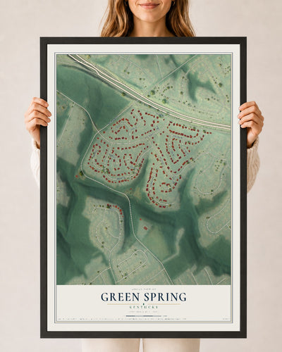 Map of Green Spring, Kentucky, 24 x 36 inch print in a black wood frame