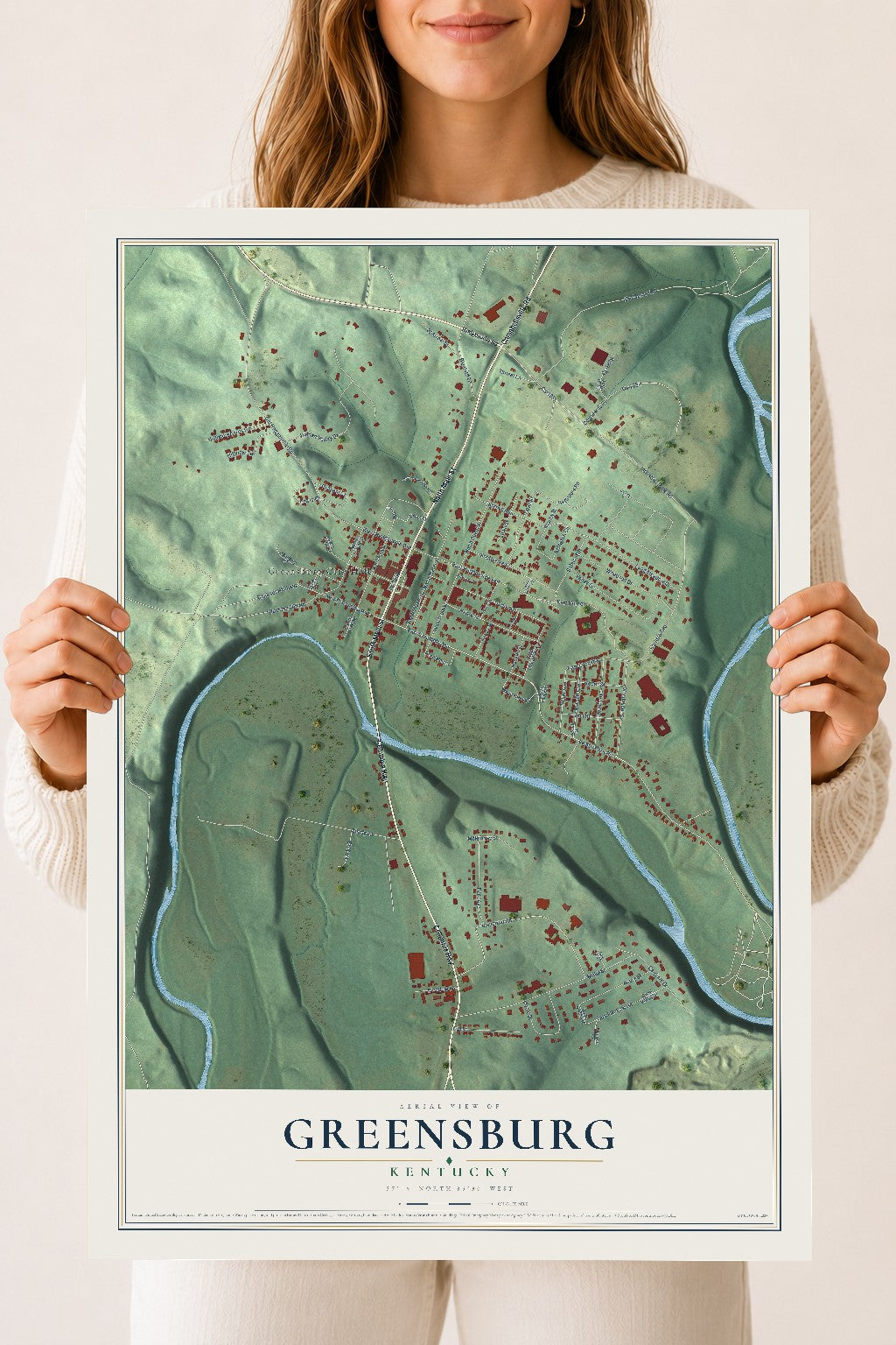 Map of Greensburg, Kentucky, 18 x 24 inch unframed archival matte print
