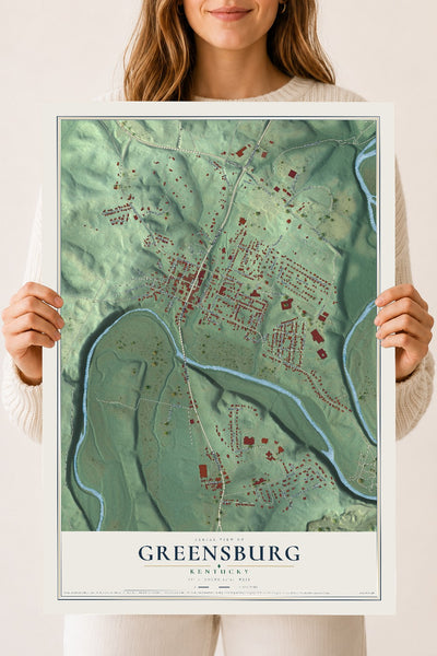 Map of Greensburg, Kentucky, 18 x 24 inch unframed archival matte print