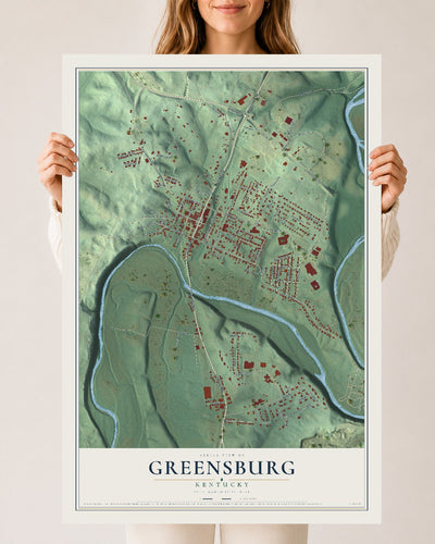 Map of Greensburg, Kentucky, 24 x 36 inch unframed archival matte print