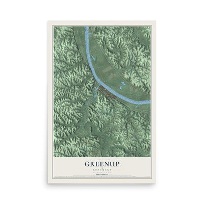 Map of Greenup, Kentucky, 12 x 18 inch unframed archival matte print
