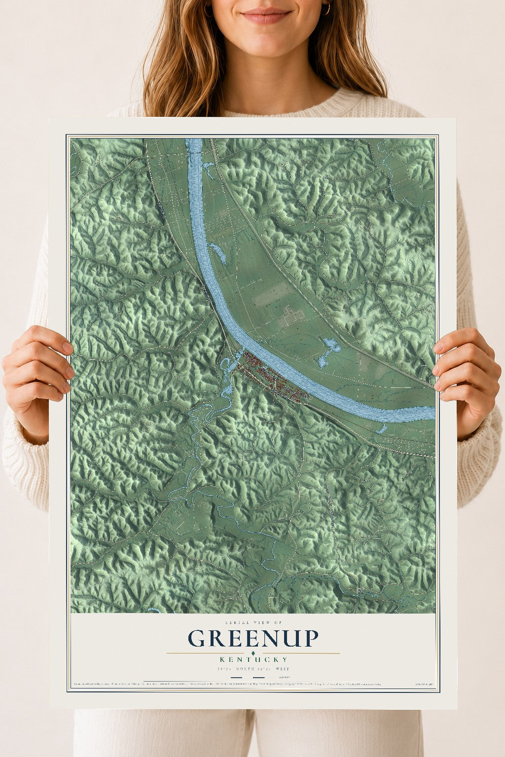 Map of Greenup, Kentucky, 18 x 24 inch unframed archival matte print
