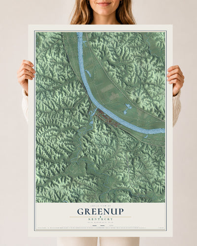 Map of Greenup, Kentucky, 24 x 36 inch unframed archival matte print