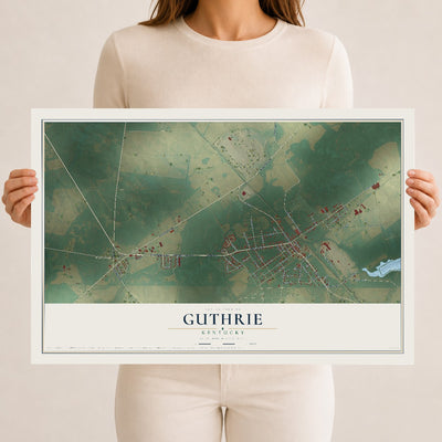 Map of Guthrie, Kentucky, 12 x 18 inch unframed archival matte print