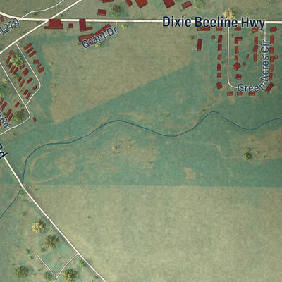Second close-up of the map of Guthrie, Kentucky print showing more streets and buildings