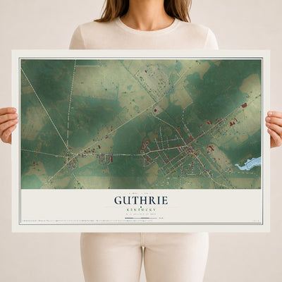 Map of Guthrie, Kentucky, 18 x 24 inch unframed archival matte print