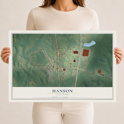 Map of Hanson, Kentucky, 12 x 18 inch unframed archival matte print