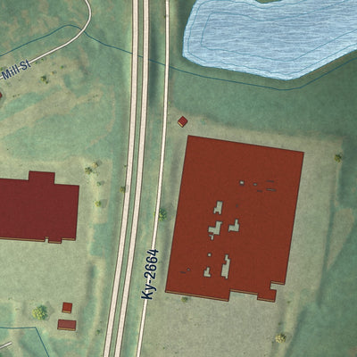 Second close-up of the map of Hanson, Kentucky print showing more streets and buildings